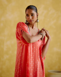Dakshayani -Peach orange kaftan | 5Elements