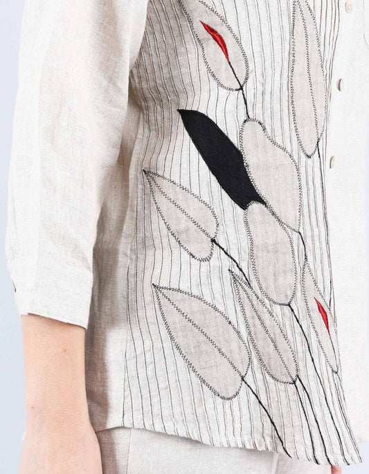 Beige Pleated Shirt | Linen Bloom