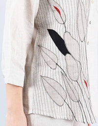Beige Pleated Shirt | Linen Bloom