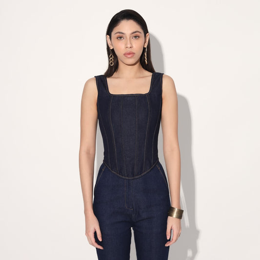 DENIM FLARE PANTS - BLUE | Linetribe