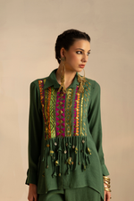 Waterfall boho shirt set(Green) | Enech