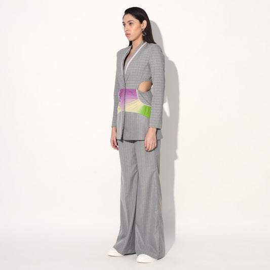 COSMIC CUT AWAY PANT SUIT - Grey | Linetribe