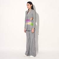 COSMIC CUT AWAY PANT SUIT - Grey | Linetribe