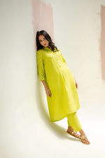 Mandarin Collar Kurta and Pants - Neon | Prahnaaya
