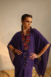 V-poncho boho twin set(Purple) | Enech