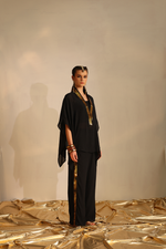 V-poncho foil twin set(Black) | Enech