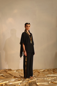 V-poncho foil twin set(Black) | Enech