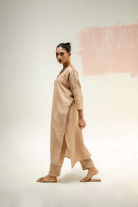 Star Antifit Linen Kurta with Pants - Beige | Prahnaaya