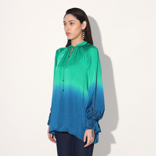 Hanako ombre top - Green Blue | Linetribe