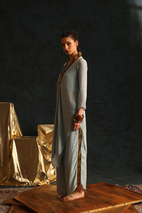 V-tunic foil twin set(Light blue) | Enech