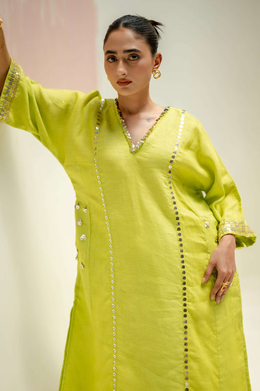 Aaram Choga Kurta with Pants - Neon | Prahnaaya