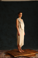 V-jumpsuit with a panel waistcoat(Off-white) | Enech