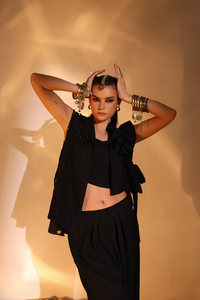 Frill blazer twin set(Black) | Enech