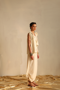 Dramatic flower blazer twin set(Off-white) | Enech