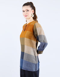 Linen Mustard and Blue Tunic | Linen Bloom
