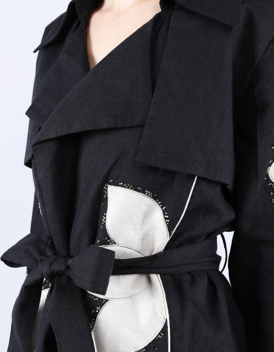 Black Linen Trench Coat | Linen Bloom