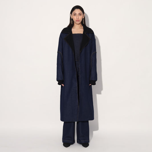 UTOPIA DENIM TRENCH COAT - BLUE | Linetribe
