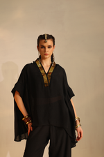 V-poncho foil twin set(Black) | Enech