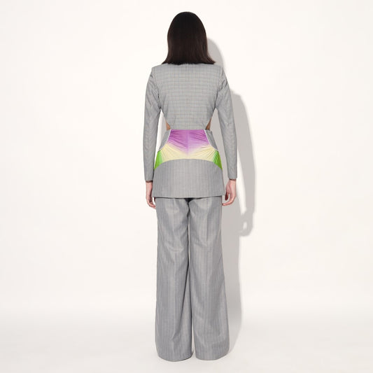 COSMIC CUT AWAY PANT SUIT - Grey | Linetribe