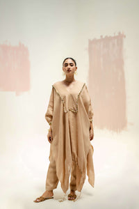 Moroccan Kaftan with Pants - Beige | Prahnaaya