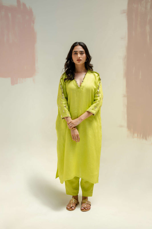 Star Antifit Kurta with Pants - Neon | Prahnaaya