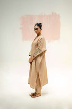 Chamakeen Antifit Linen Kurta with Pants - Beige | Prahnaaya