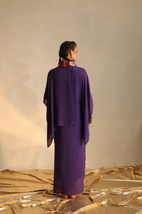 V-poncho boho twin set(Purple) | Enech
