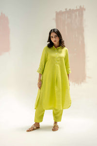 Mandarin Collar Kurta and Pants - Neon | Prahnaaya