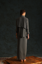 Heart shirt set with a high-low waistcoat(Dark grey) | Enech