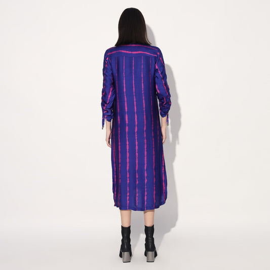 Zinnia shibori stripe shirtdress - Pink Purple | Linetribe