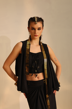 Cowl foil Waistcoat set(Black) | Enech