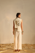 Long and short foil blazer set(Off-White) | Enech