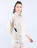 Beige Pleated Shirt | Linen Bloom