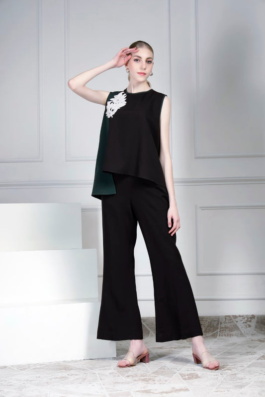 Asymmetrical top set - Black | House of Supriya