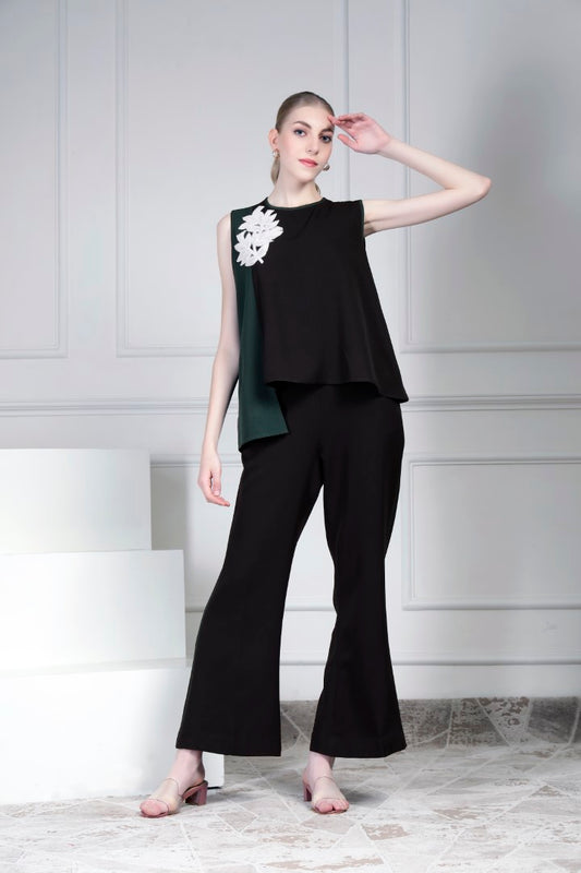 Asymmetrical top set - Black | House of Supriya