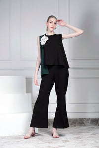 Asymmetrical top set - Black | House of Supriya