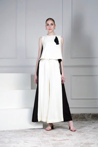 Monochrome top set with panelled pants | House of Supriya