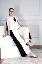 Monochrome top set with panelled pants | House of Supriya