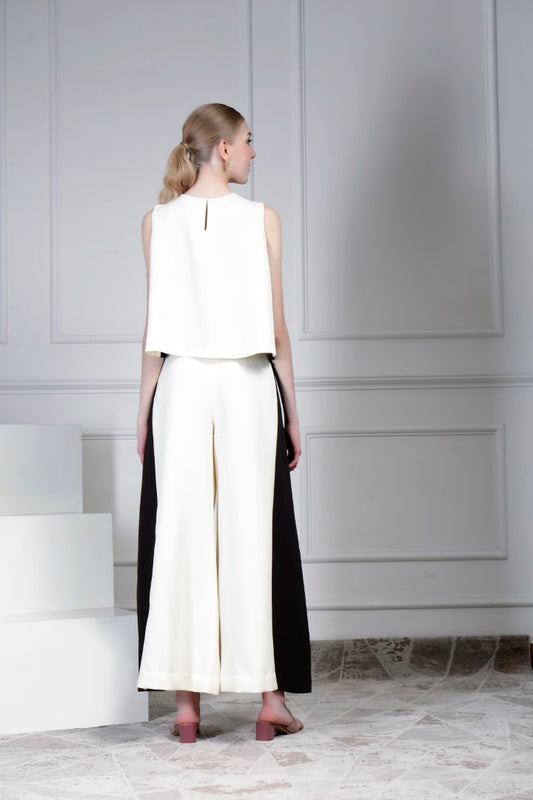 Monochrome top set with panelled pants | House of Supriya
