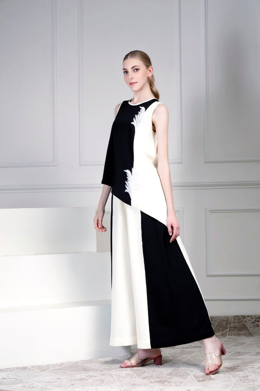 Asymmetrical monochrome top set | House of Supriya