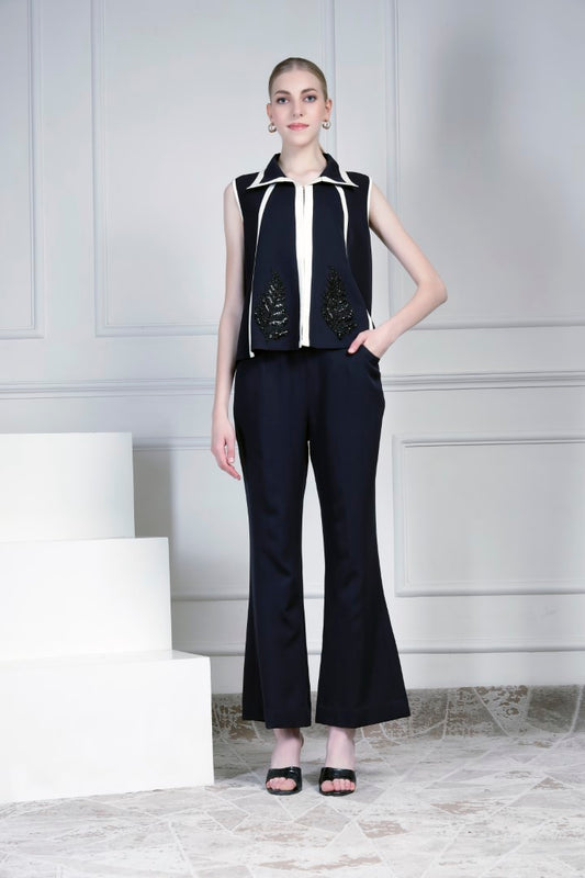 Dark blue jacket set | House of Supriya