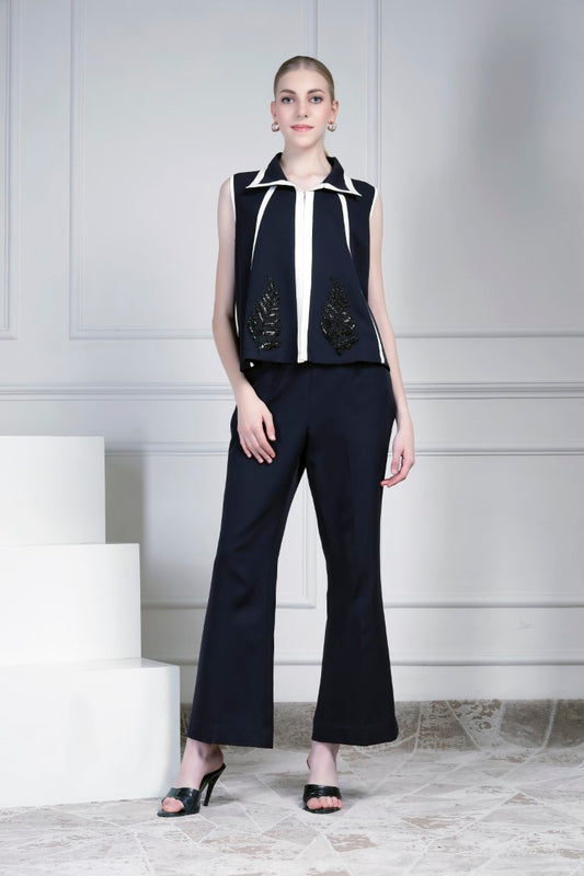 Dark blue jacket set | House of Supriya
