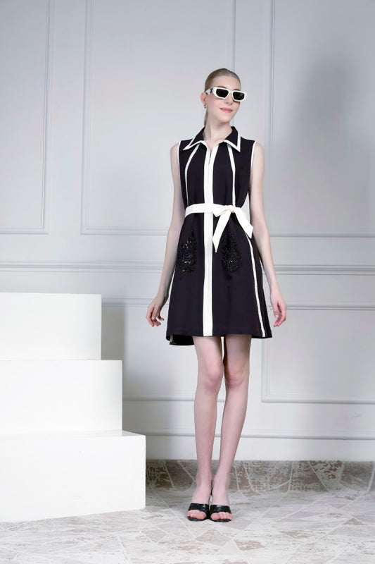 Dark blue collared dress | House of Supriya