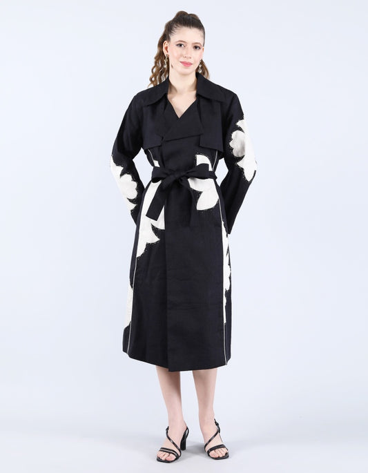 Black Linen Trench Coat | Linen Bloom