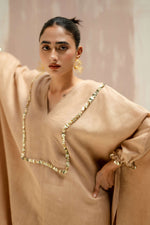 Moroccan Kaftan with Pants - Beige | Prahnaaya