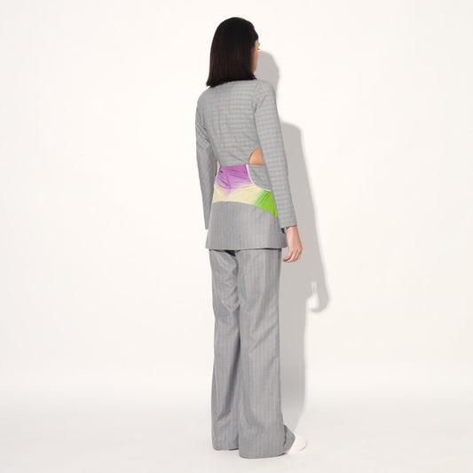 COSMIC CUT AWAY PANT SUIT - Grey | Linetribe