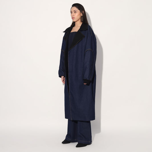 UTOPIA DENIM TRENCH COAT - BLUE | Linetribe