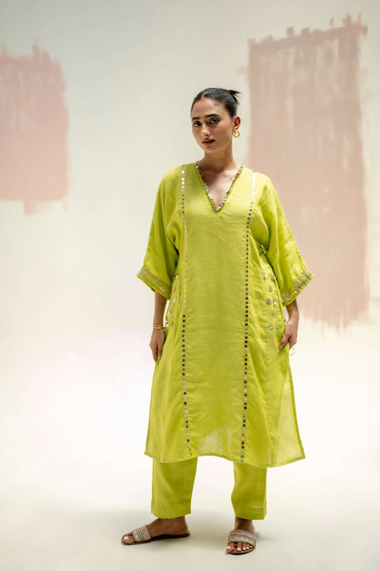 Aaram Choga Kurta with Pants - Neon | Prahnaaya