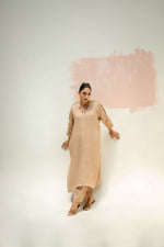 Star Antifit Linen Kurta with Pants - Beige | Prahnaaya