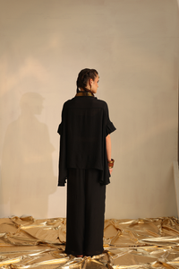 V-poncho foil twin set(Black) | Enech